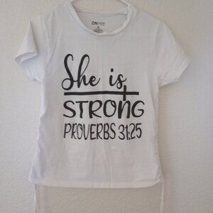 Bible verse.. short sleeve, tie on the sides tee shirt